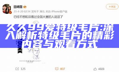 久久99爱特级毛片: 深入解析特级毛片的精彩内容与观看方式